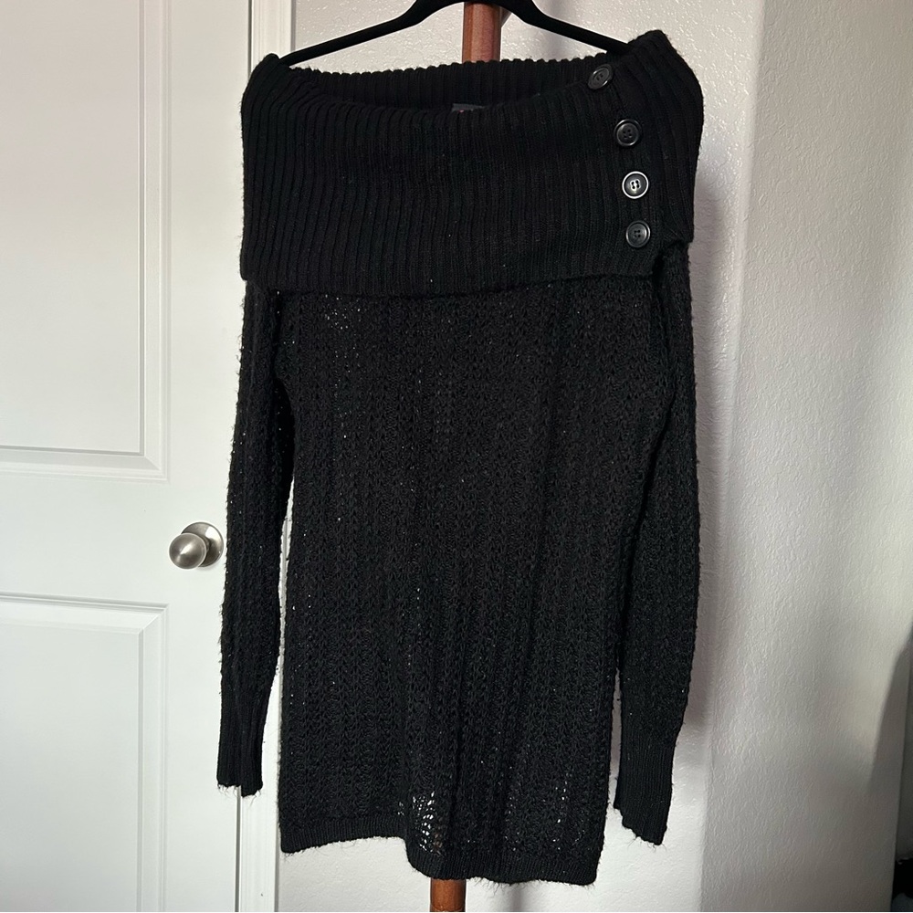 W Torrid Black Cowl Neck Knit Off Shoulder Sweater Size 2 |D58